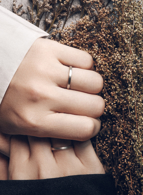 小众设计925银细圈素戒女 简约个性磨砂开口指环情侣款戒指尾戒男