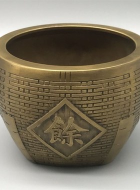仿古五谷丰登摆件金斗铜缸粮仓篓升子O年年有余客厅聚宝盆