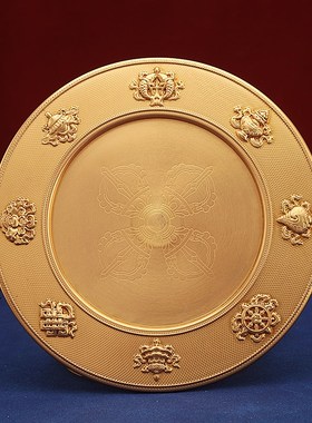 纯铜曼扎盘藏式供奉八吉祥修曼茶罗大号小号15cm摆件上客厅家用师