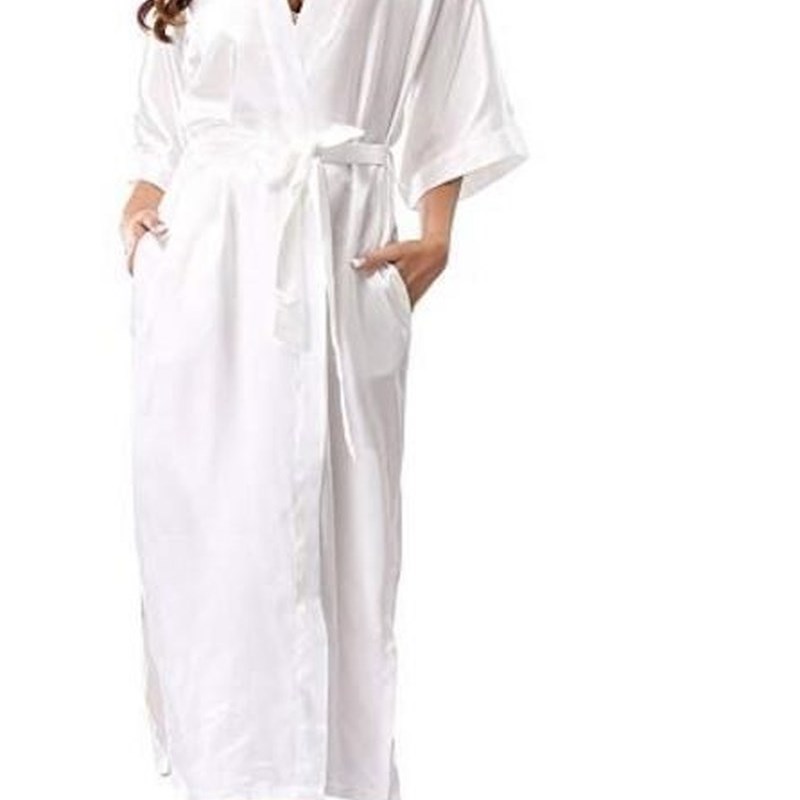 推荐Silk Satin Long Robe Kimono Bath Robes women Sexy Bathro - 图3