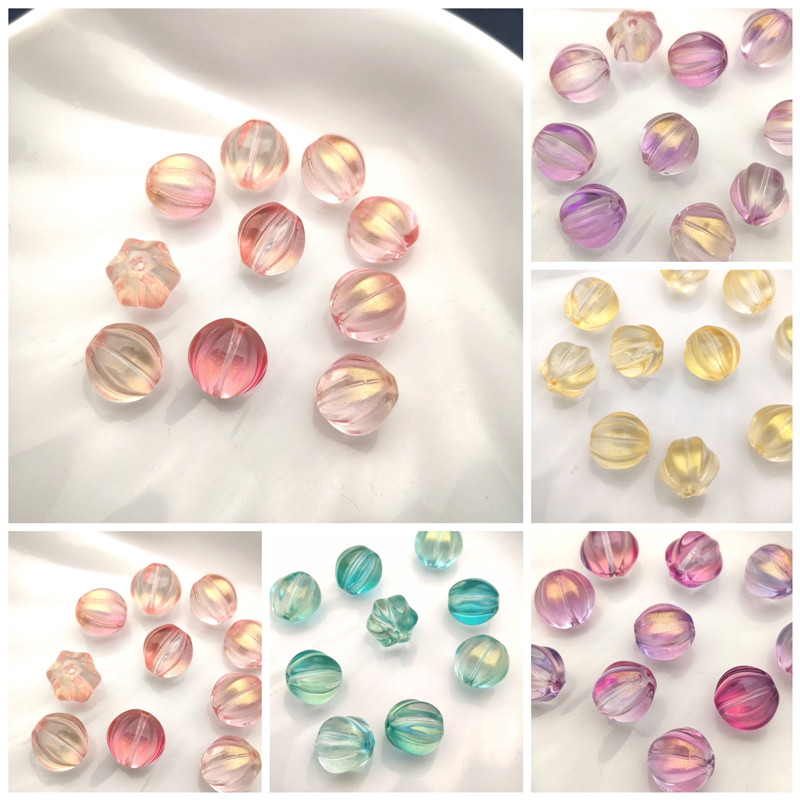 速发10 pieces of glass 10mm pumpkin beads DIY antique hairpi - 图1