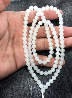 新疆和田且末羊脂白玉级卡6mm毫米10I8多圈素项手链子串挂绳佛珠