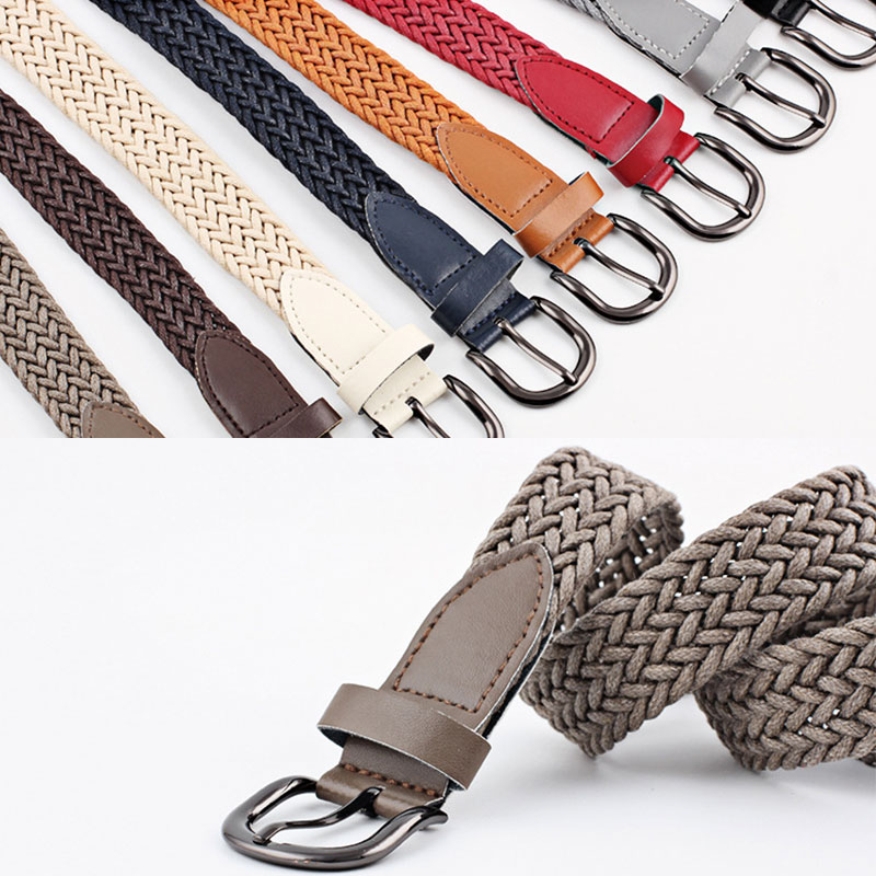 速发103cm Women Stretch Twist Woven Belt Wax Rope Braided Wa-图0