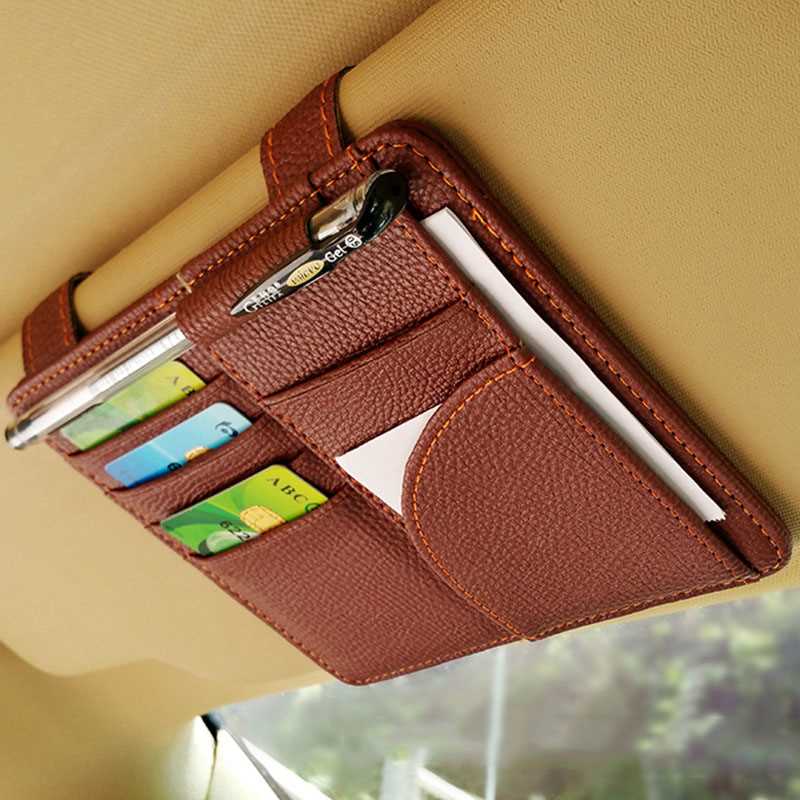 极速Car Sunshade Storage Bag Visor Card Holder Organize Stow - 图1