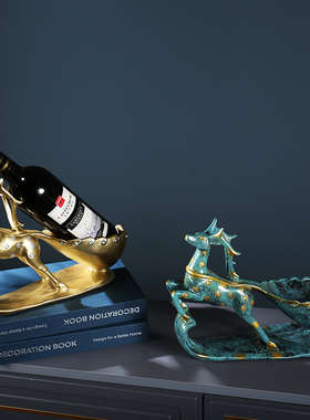 北欧式招财鹿酒柜摆件红酒架创意餐厅桌面装饰品玄关钥匙收纳摆设