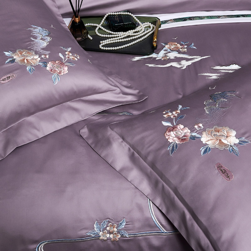 婚庆全棉床上四件套100支新中式刺绣喜被套粉色床单结婚床品,淘宝优惠券,粉丝福利购,淘宝优惠卷