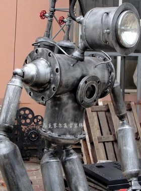 复古金属铁艺蒸汽朋克重金属机器人迎宾摆件酒吧餐厅KTV创意模型