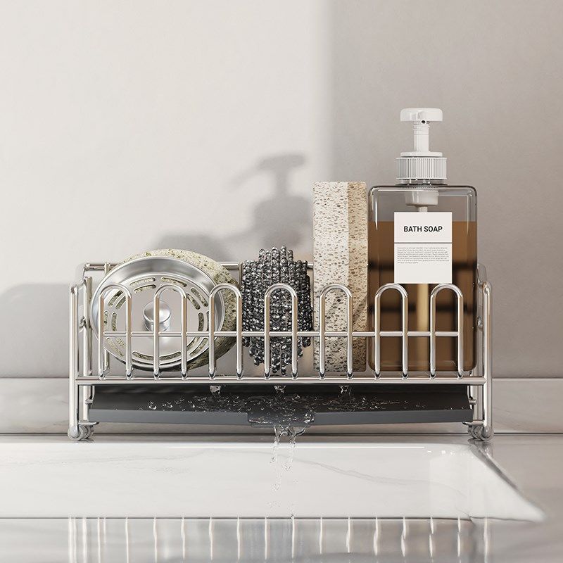 304不锈钢厨房置物架抹布沥水架洗碗布百洁布钢丝球海绵收纳架,淘宝优惠券,粉丝福利购,淘宝优惠卷