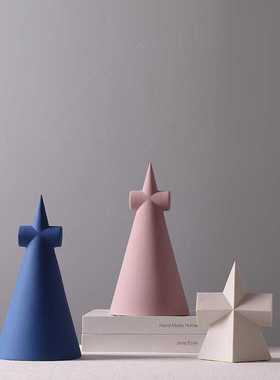 北欧极简几何体摆件创意家居客厅酒柜样板间桌面星形陶瓷小装饰品