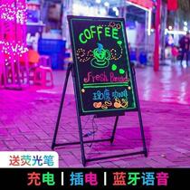 Doorway small blackboard fluorescent plate Luminous Cricket Pen Stop Sign Billboard Handwritten Shop Rechargeable E-shop
