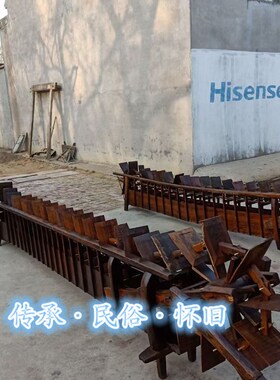 民俗怀旧老物件农耕文化生产大队铁水车牛拉人推T手摇水车木龙骨