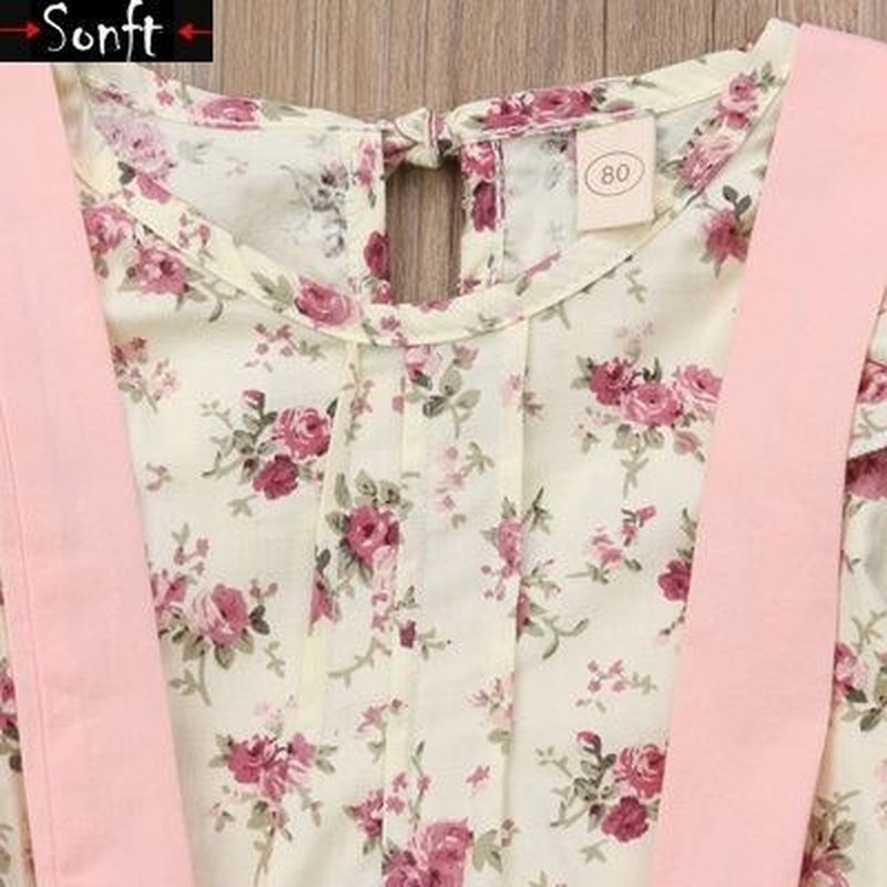 2PCS ToddLer kKidS BaBy GirL LonG SLeeve FLoraL T-ShirT - 图0