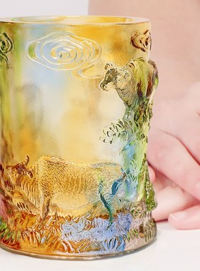 琉璃笔筒摆件毕业送老师领导办公室桌面五福牛生肖生日礼物工艺品