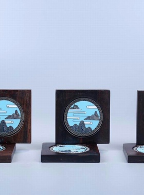 黑檀实木功夫茶杯垫隔热垫日w式禅意电木茶杯托茶碟子茶道茶具配