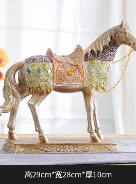 马摆设工艺品装饰品招财奢酒柜成小轻摆件家居马到欧式桌面客厅