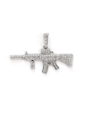 欧美嘻哈镶钻枪吊坠o潮人夜店挂件配饰项链个性满钻古巴链吊牌