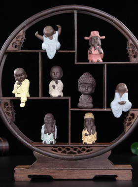 禅意小和尚沙弥陶瓷家居饰品博古架工艺品客厅室S内装饰创意小摆