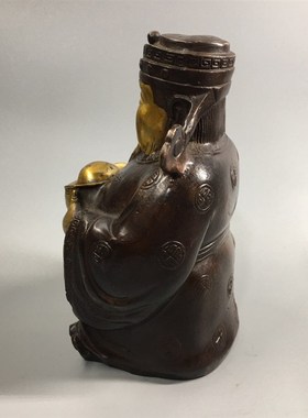 仿古纯铜财神爷摆件新款桌面商铺客厅全铜小摆件家居古铜鎏金财神