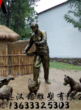 农民插秧种水稻玻璃钢雕塑种地古代农耕传统民俗文化人物铸铜雕像