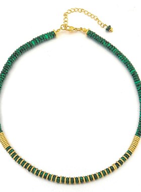 天然石青金石飞盘串珠项链不掉色女复古埃及轻奢高级感锁骨链项饰