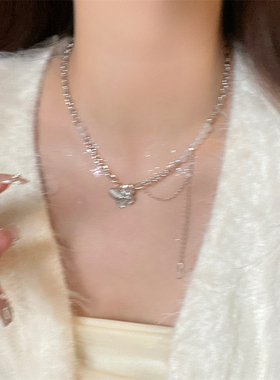 工厂销FANTAI拼接串珠u流苏蝴蝶项链女甜美简约日常百搭气质精致