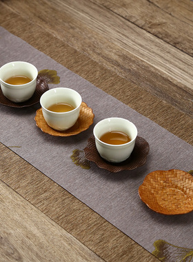 竹制品手工竹编功夫茶杯垫隔热垫创意迷你果盘禅意杯垫杯碟茶杯托