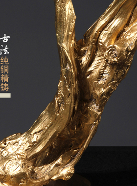 招财迎客松创意客厅摆件酒店大堂纯铜金属样板R房玄关桌面装饰雕