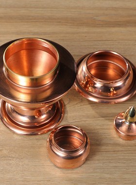 藏式光面红铜尖米盒糌粑盒家用储物罐米罐民族风宝瓶桌面家居摆件