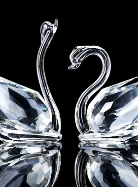 水晶天鹅创意g客厅玄关摆件电视柜酒柜橱窗家居装饰品女生结婚礼