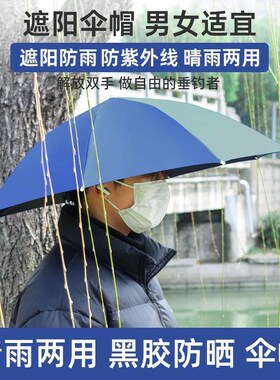 户外钓鱼采茶斗笠帽子儿童成人防雨防晒夏季雨天专用遮雨头戴伞帽