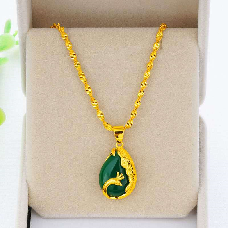 推荐Women Vietnam Gold Filled Jewellry Sets Peacock Opal Cha - 图3