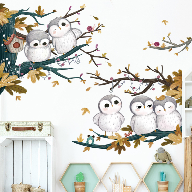 Cartoon cugte animal owl wall decoration decals kindergarten - 图1