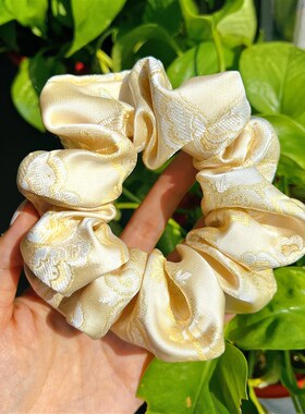云泽锦织锦缎面大肠发圈高级定制小众女发绳发箍章小蕙发饰