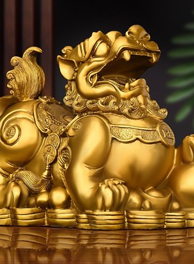 铜貔貅摆件一对大号独角兽皮丘家居办公室店铺乔迁送礼金钱貔貅