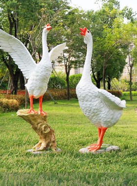 仿真大白鹅玻璃钢动物雕塑天鹅庭院户外花园林景观水池造景大摆件