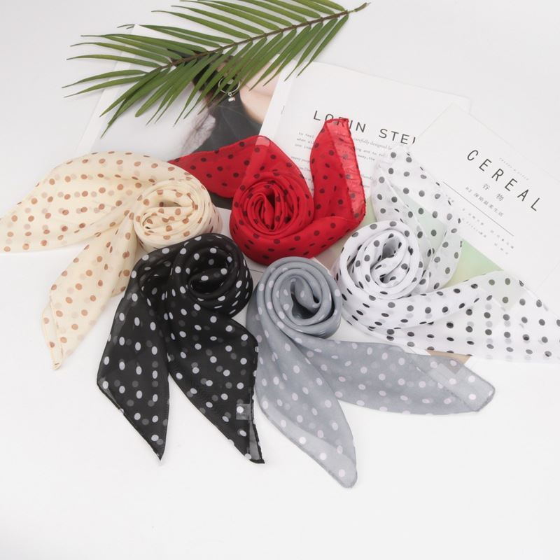 极速6565cm Summer Chiffon polka Dot Scarf Ladies Head Neck s - 图1