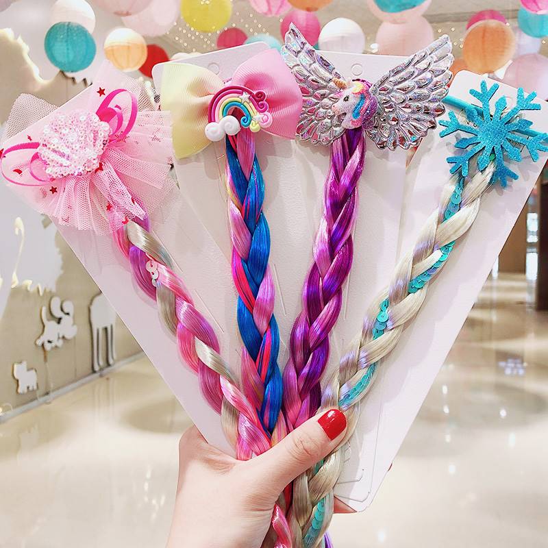 推荐Cartoon Bow Rubber Bands Girls Rainbow Colorful Braid He - 图1