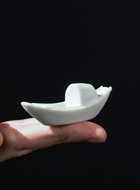 创意陶瓷小帆船摆件微景观假山流水沙盘盆景中式鱼缸造景迷你渔船