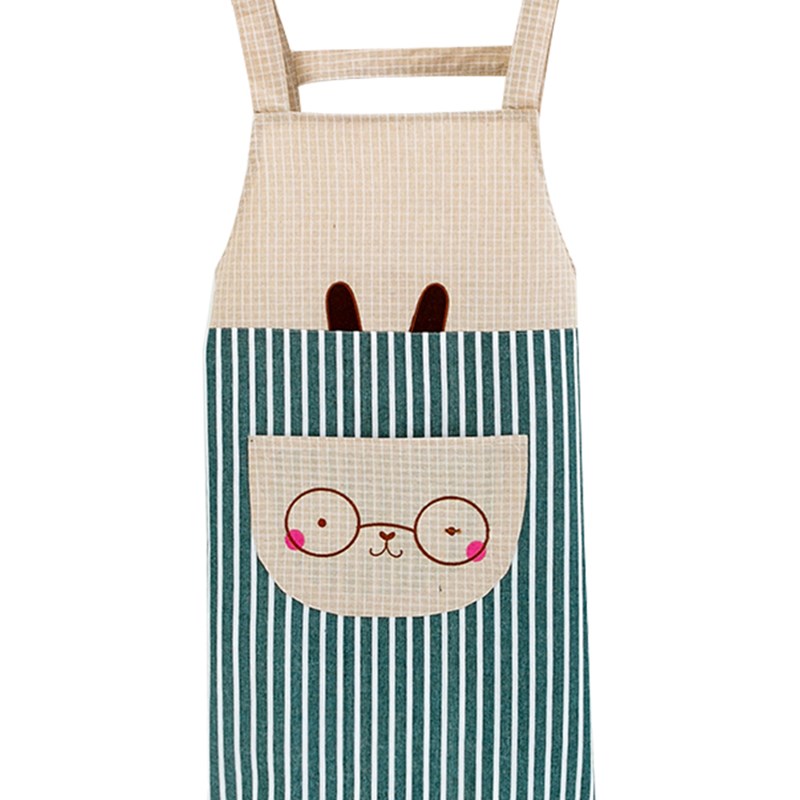 围裙女时尚背带布艺简约棉麻厨房防油咖啡店工作服店服文艺围裙 - 图3