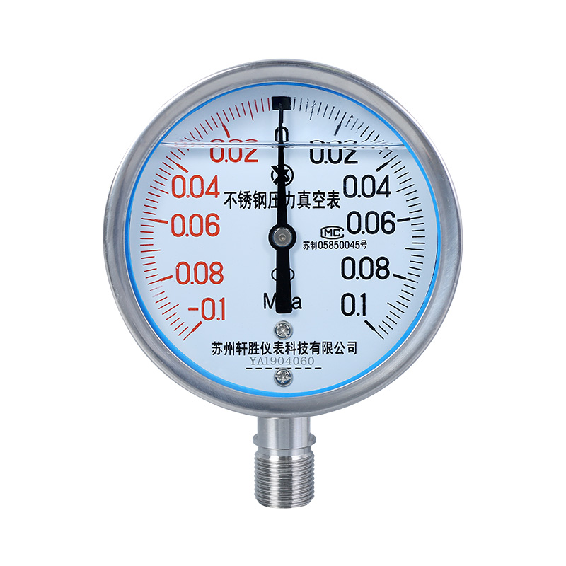 热销中YN100BF -0 1-0.1MPa.正负压 耐震型不锈钢压力表 全不锈钢 - 图0