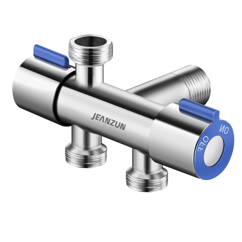 三通分水阀一进三出四通角阀双控带开关多功能一分三水龙头分水器-图3