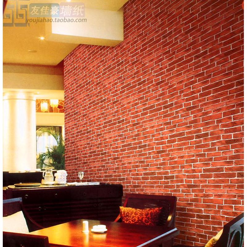 新品加厚中式仿砖纹壁纸茶楼 欣旺复古壁纸青砖块文化石头红砖头