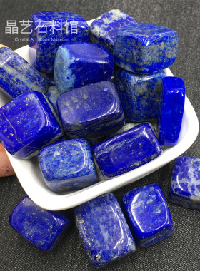 小众高货天然青金石消磁碎石大颗粒青金石原石摆件四方块鱼缸花盆