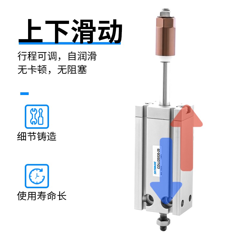 新品CU自由安装气缸CDUJ/CUJ20/10/16/25/32-XC8小型行程可调内置 - 图2