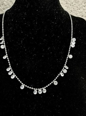 满天星钻石项链泪碎星河珠串锁y骨链不规则水滴流苏颈链毛衣链配