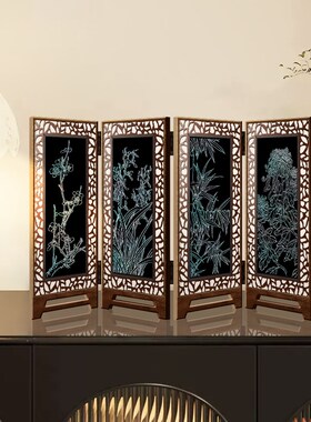 新中式桌面屏风摆件斗柜餐边柜电视柜国风摆台装饰画可折叠小摆画