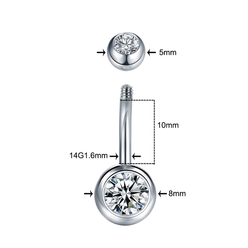 推荐1PC 14G Rhinestone Piercing Navel Surgical Steel Belly - 图1