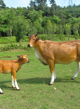 仿真黄牛摆件玻璃钢动物雕塑农场花园草坪装饰户外园林景观小品