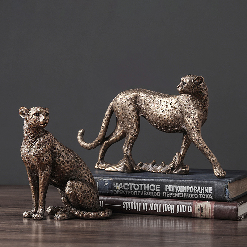 rMcun Leophard Resin Statue Home Scalpture Animal iodel D - 图3