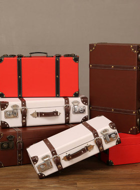 复古收纳箱摆件服装店皮箱拍摄道具手提箱木箱子摄U影装饰品大摆